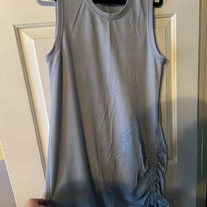 Light blue midi dress ruched on the side